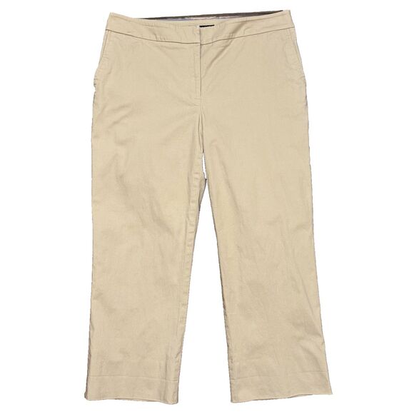 Apostrophe Pants Women’s Khaki Wide Leg Lightweight Capris Stretch Sz 12 - Picture 1 of 7